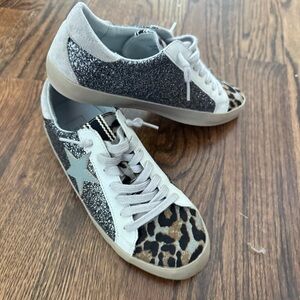 ShuShop Girls Glitter Leopard Sneakers